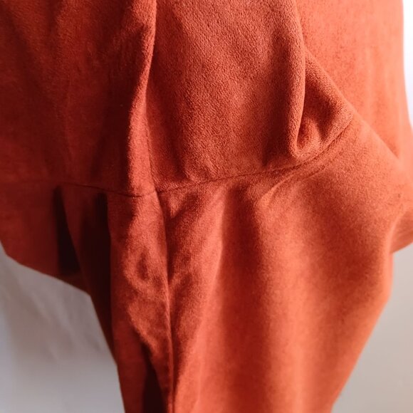 Men's XL Vintage Velour Shirt Rust Soft Touch Suede Button-Up 1970's Boho Mod - Picture 8 of 8